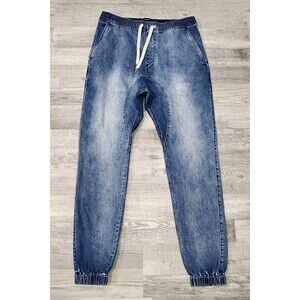 Zanerobe Men's Blue Sureshot Denim Joggers Slim Fit Drawstring Pants Sizes 36